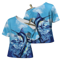 Hawaii Blue Marlin Fishing Cross Shoulder Shirt LT05 - Polynesian Pride