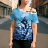 Hawaii Blue Marlin Fishing Cross Shoulder Shirt LT05 - Polynesian Pride