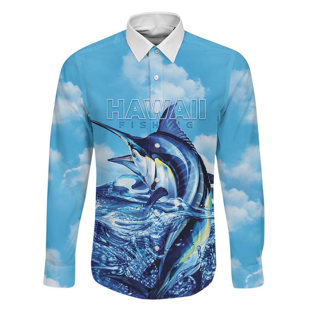 Hawaii Blue Marlin Fishing Family Matching Summer Maxi Dress and Hawaiian Shirt