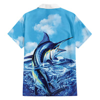 Hawaii Blue Marlin Fishing Family Matching Tank Maxi Dress and Hawaiian Shirt