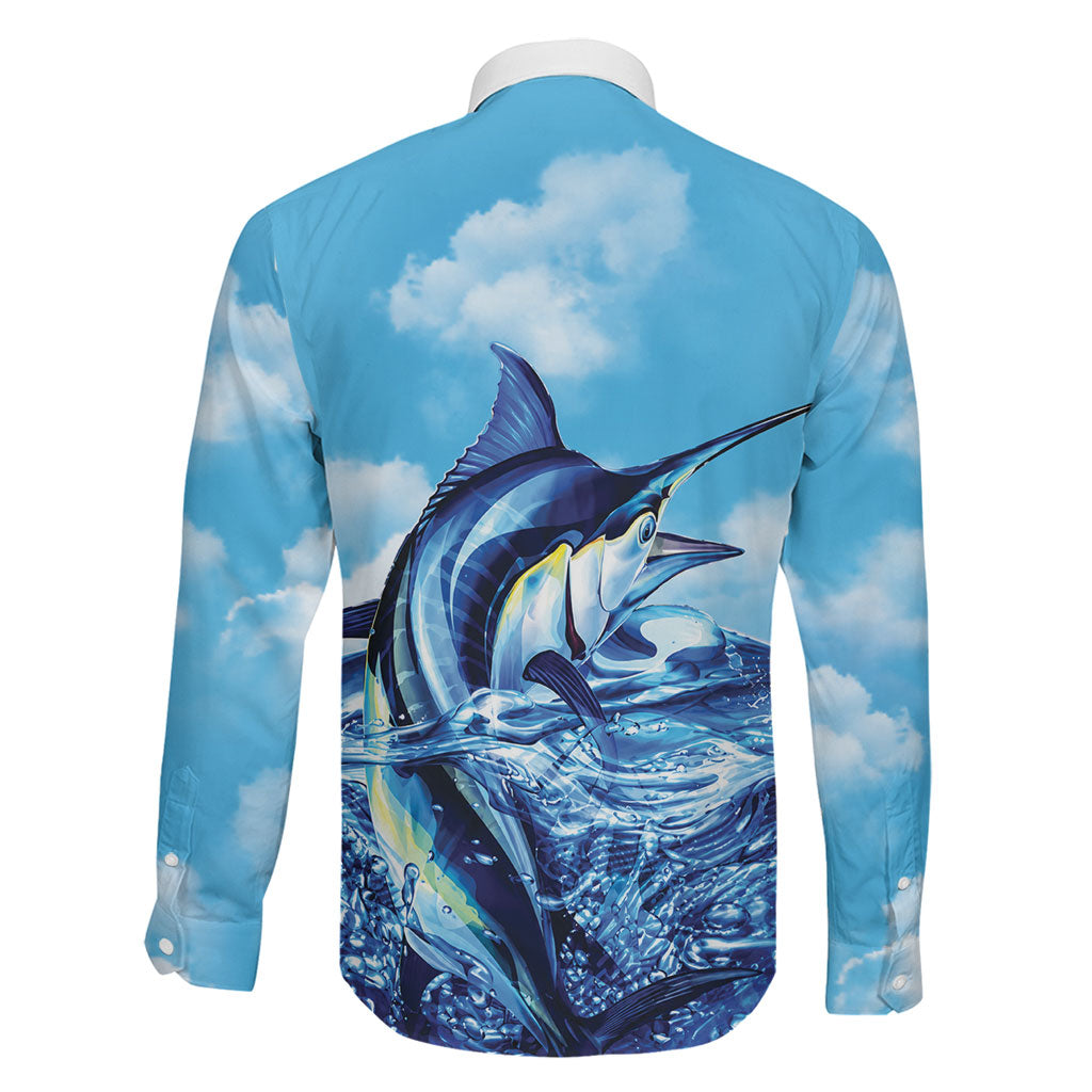 Hawaii Blue Marlin Fishing Family Matching Tank Maxi Dress and Hawaiian Shirt