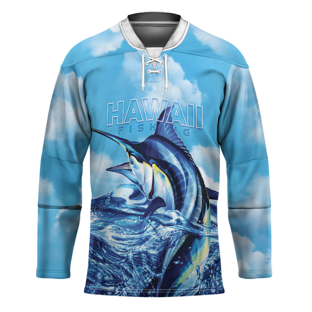 Hawaii Blue Marlin Fishing Hockey Jersey LT05 Unisex Blue - Polynesian Pride