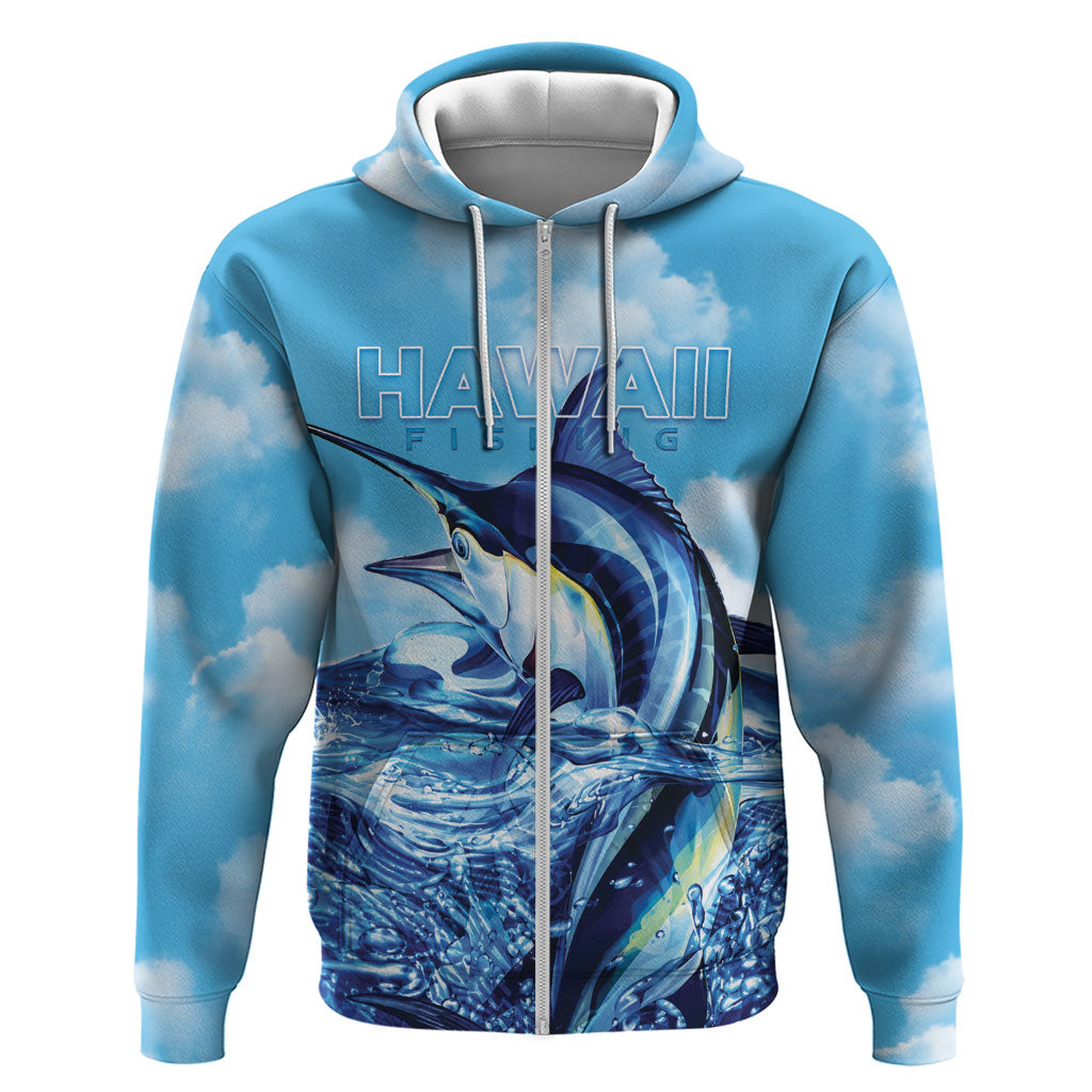 Hawaii Blue Marlin Fishing Hoodie LT05 Zip Hoodie Blue - Polynesian Pride