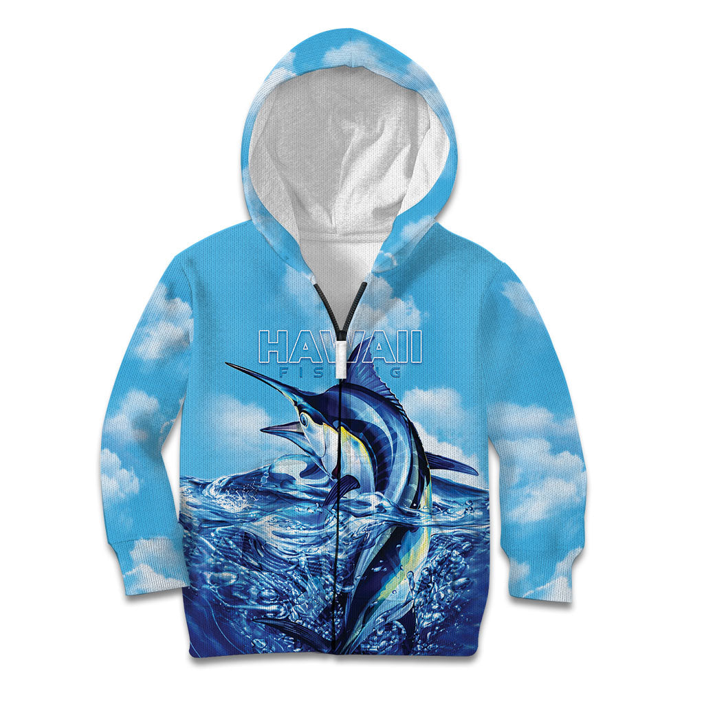 Hawaii Blue Marlin Fishing Kid Hoodie LT05 Zip Hoodie Blue - Polynesian Pride