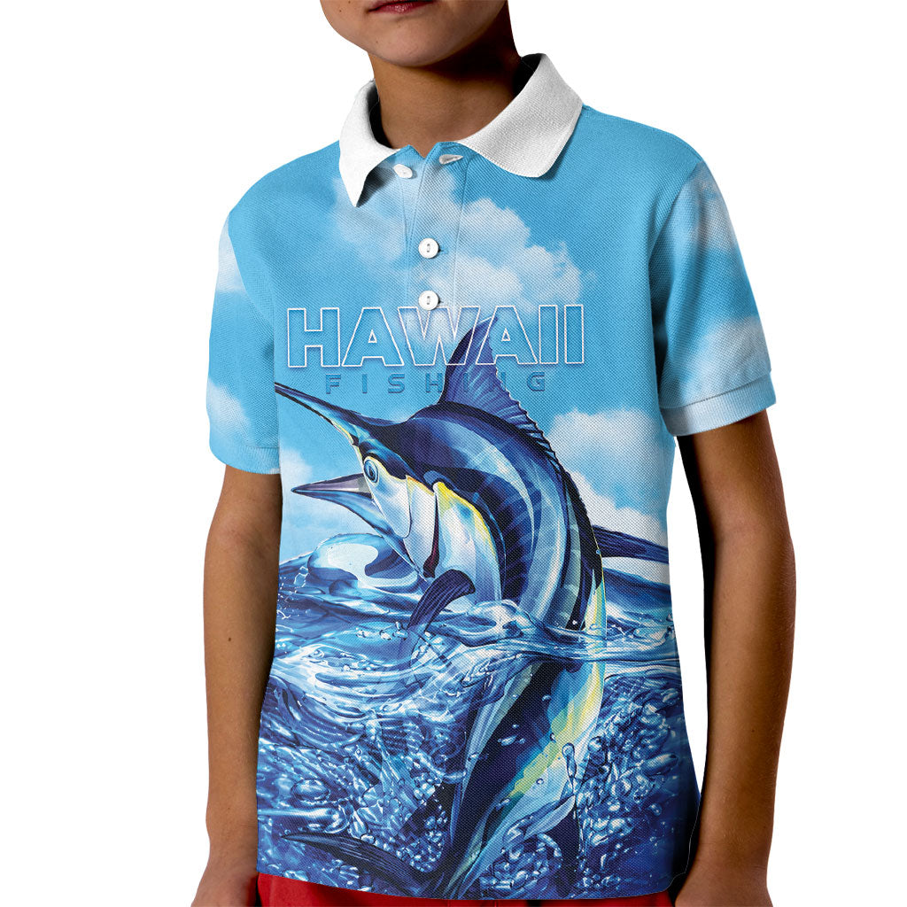 Hawaii Blue Marlin Fishing Kid Polo Shirt LT05 Kid Blue - Polynesian Pride