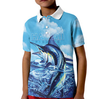 Hawaii Blue Marlin Fishing Kid Polo Shirt LT05 Kid Blue - Polynesian Pride