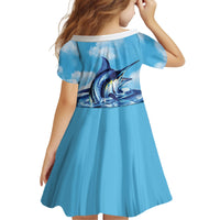 Hawaii Blue Marlin Fishing Kid Short Sleeve Dress LT05 - Polynesian Pride