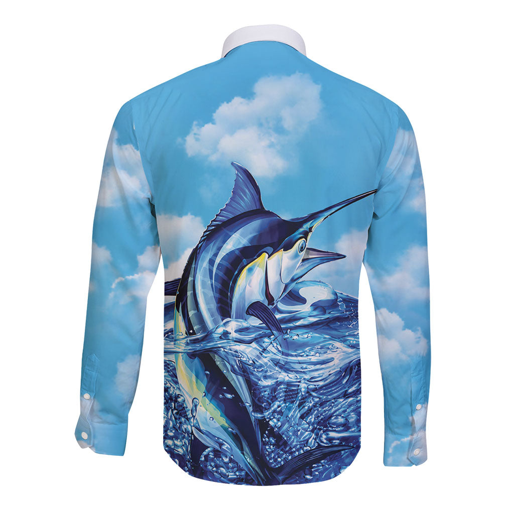Hawaii Blue Marlin Fishing Long Sleeve Button Shirt LT05 - Polynesian Pride