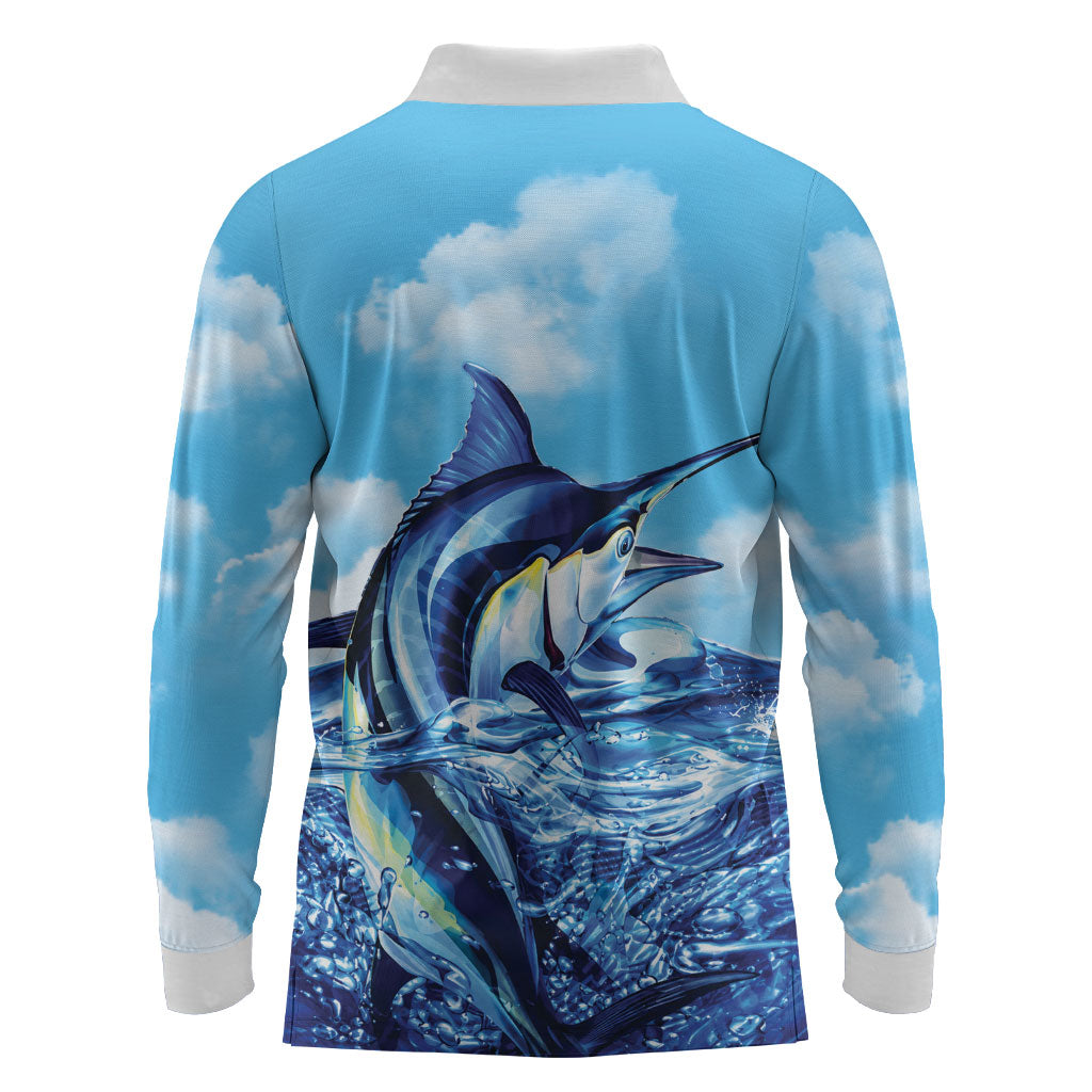 Hawaii Blue Marlin Fishing Long Sleeve Polo Shirt LT05 - Polynesian Pride