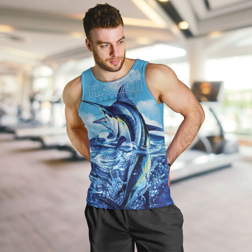Hawaii Blue Marlin Fishing Men Tank Top LT05 Blue - Polynesian Pride