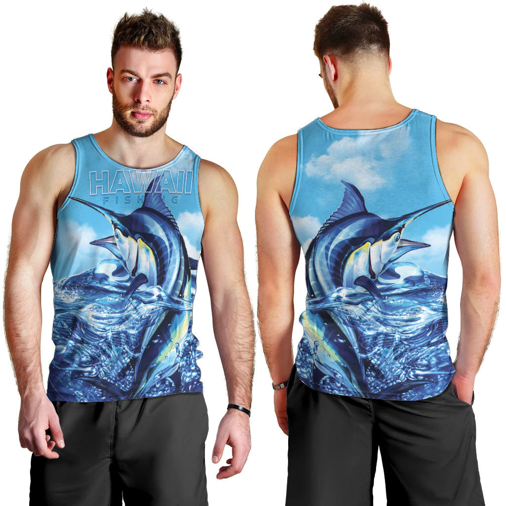 Hawaii Blue Marlin Fishing Men Tank Top LT05 - Polynesian Pride