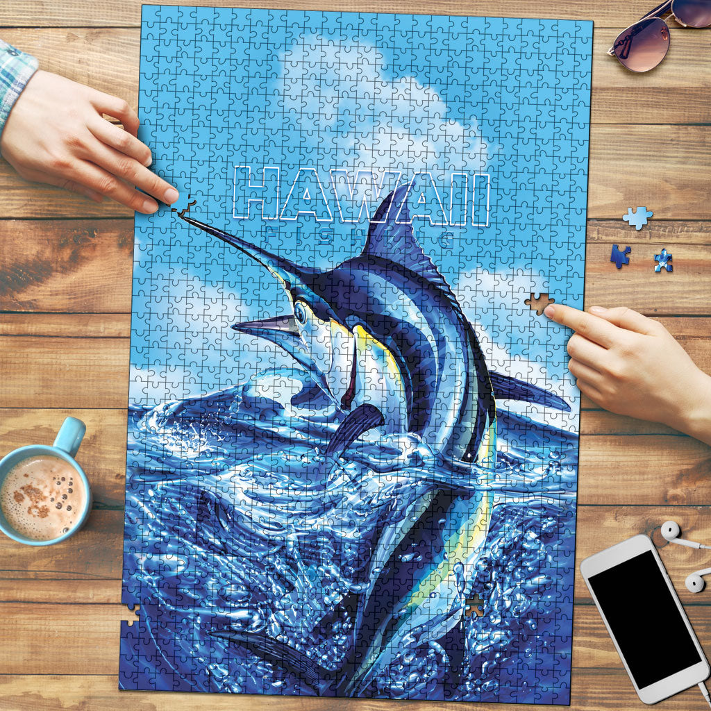 Hawaii Blue Marlin Fishing Puzzle LT05 Blue - Polynesian Pride
