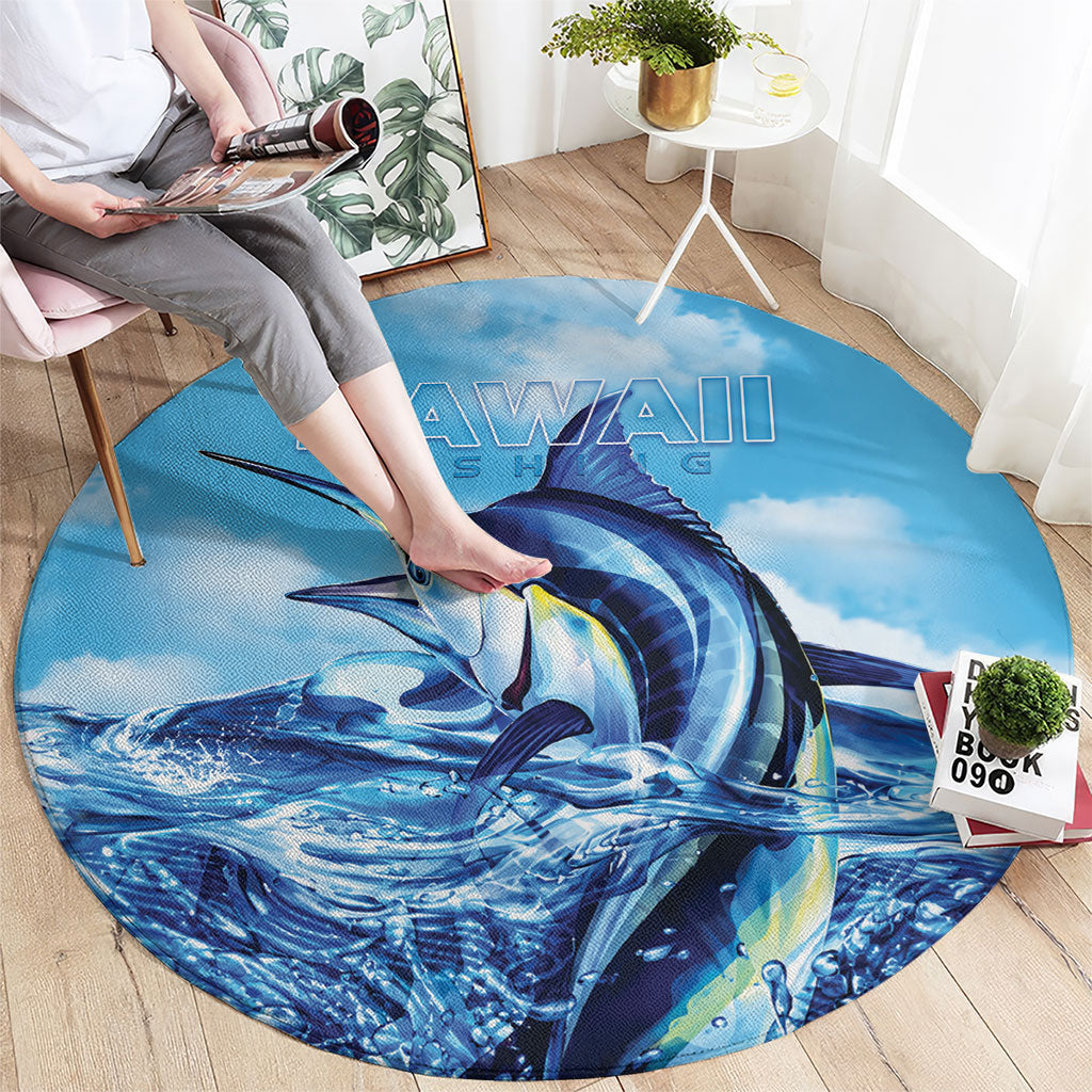 Hawaii Blue Marlin Fishing Round Carpet LT05 - Polynesian Pride