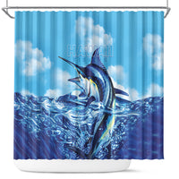Hawaii Blue Marlin Fishing Shower Curtain LT05 Blue - Polynesian Pride