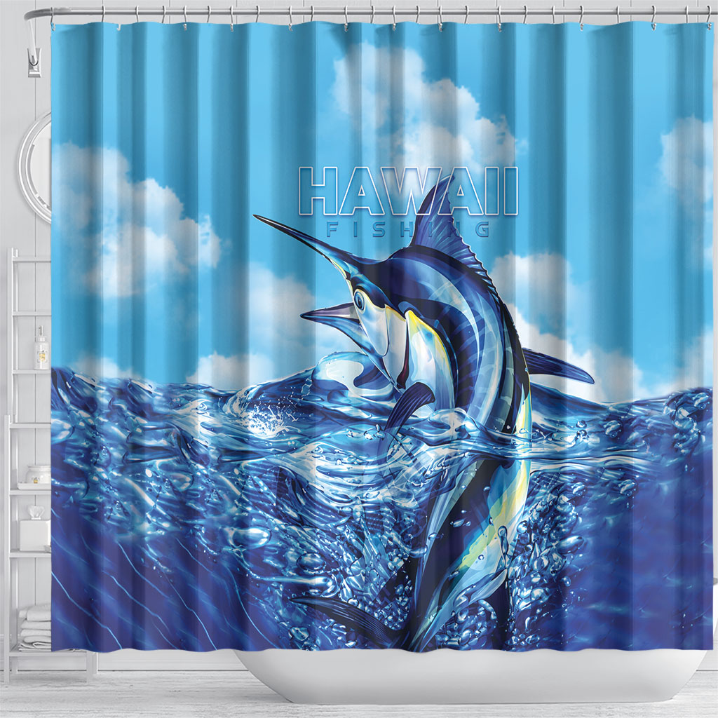 Hawaii Blue Marlin Fishing Shower Curtain LT05 - Polynesian Pride