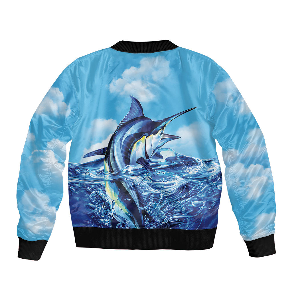Hawaii Blue Marlin Fishing Sleeve Zip Bomber Jacket LT05 - Polynesian Pride