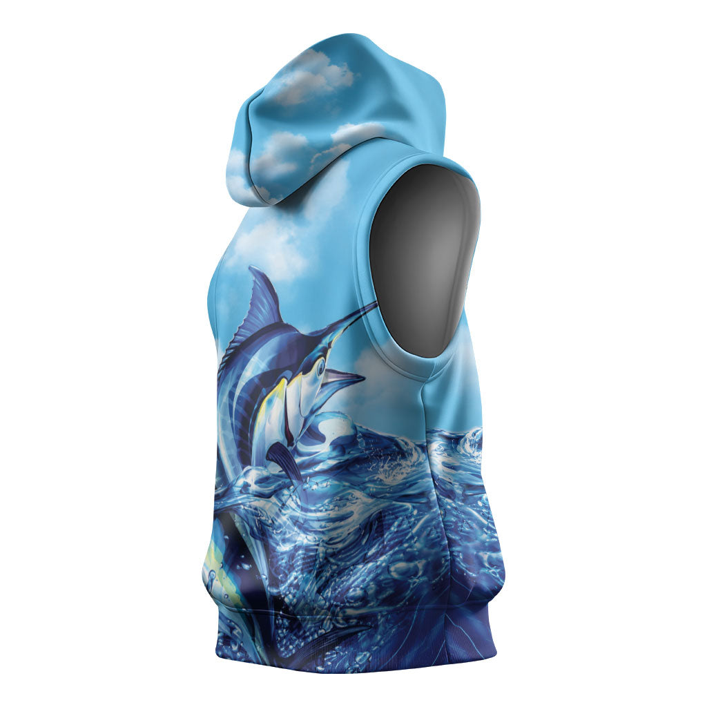 Hawaii Blue Marlin Fishing Sleeveless Hoodie LT05 - Polynesian Pride