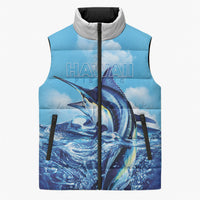 Hawaii Blue Marlin Fishing Sleeveless Puffer Jacket