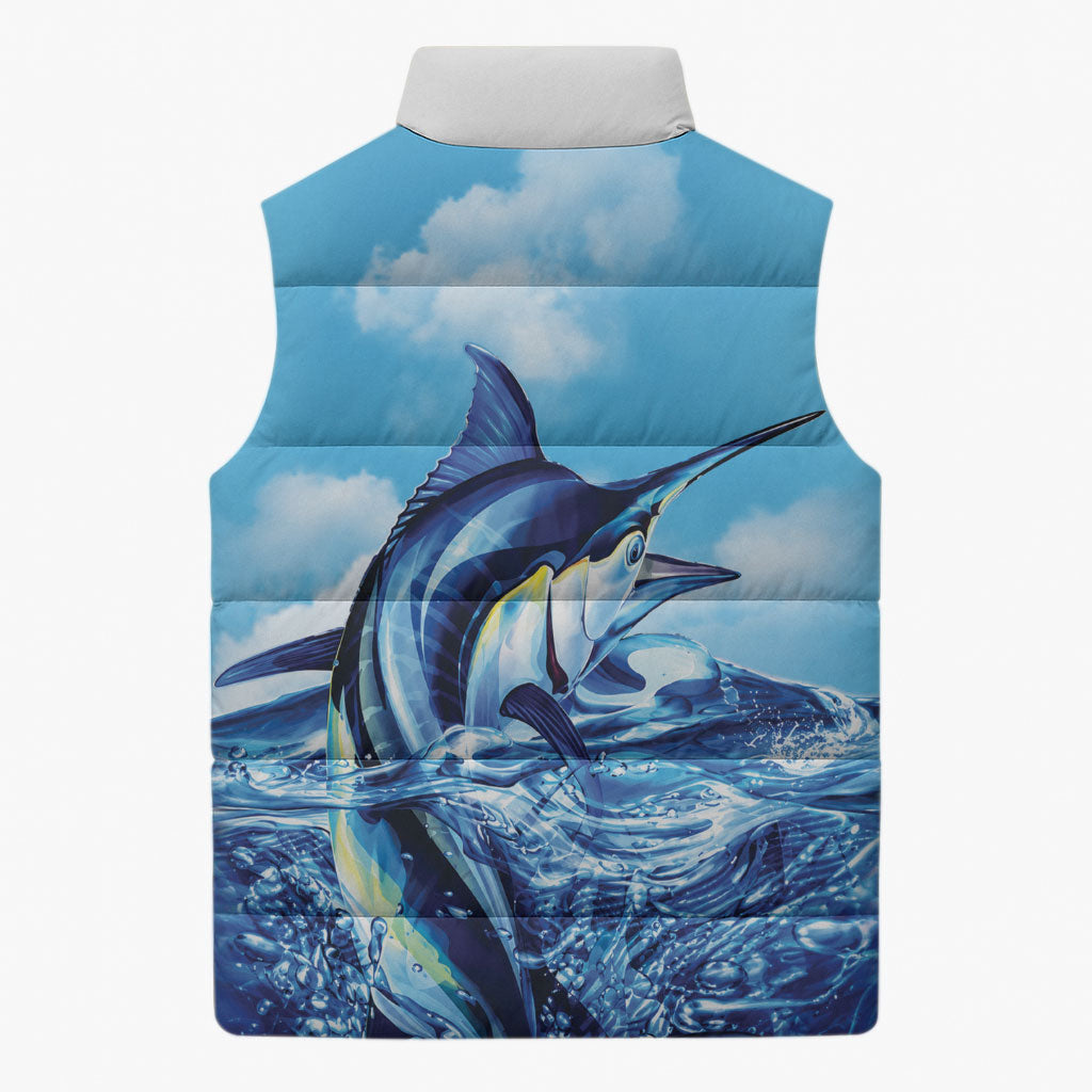 Hawaii Blue Marlin Fishing Sleeveless Puffer Jacket