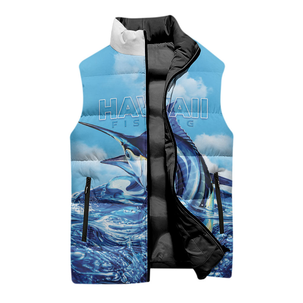 Hawaii Blue Marlin Fishing Sleeveless Puffer Jacket