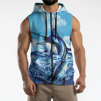 Hawaii Blue Marlin Fishing Sleeveless Zip Hoodie LT05 - Polynesian Pride