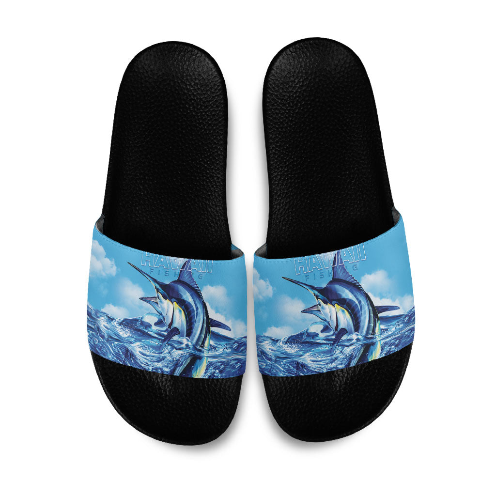 Hawaii Blue Marlin Fishing Slide Sandals LT05 Blue - Polynesian Pride