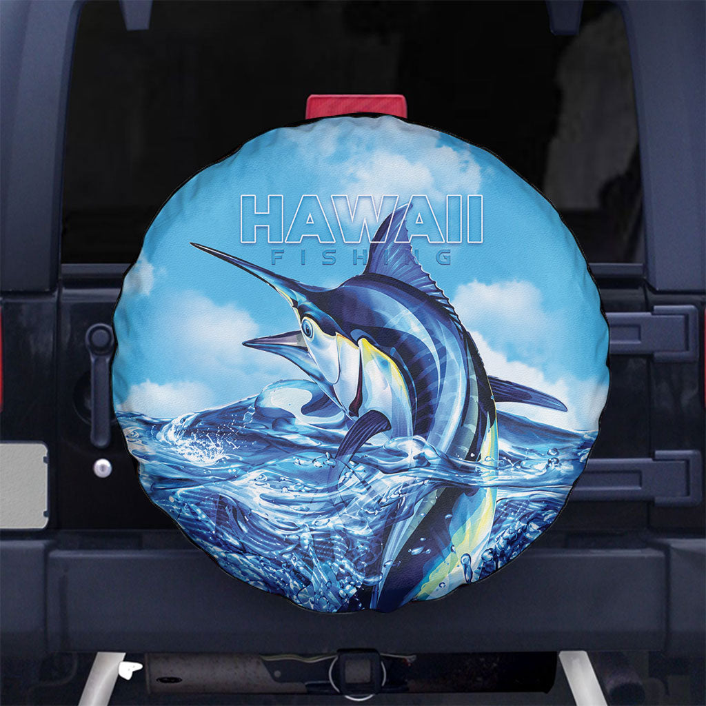 Hawaii Blue Marlin Fishing Spare Tire Cover LT05 No hole Blue - Polynesian Pride