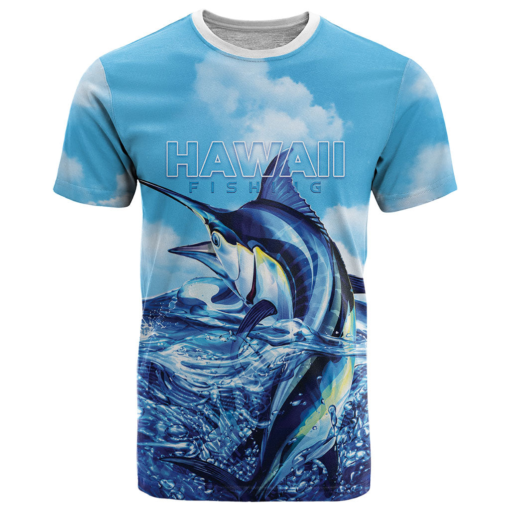 Hawaii Blue Marlin Fishing T Shirt LT05 Blue - Polynesian Pride