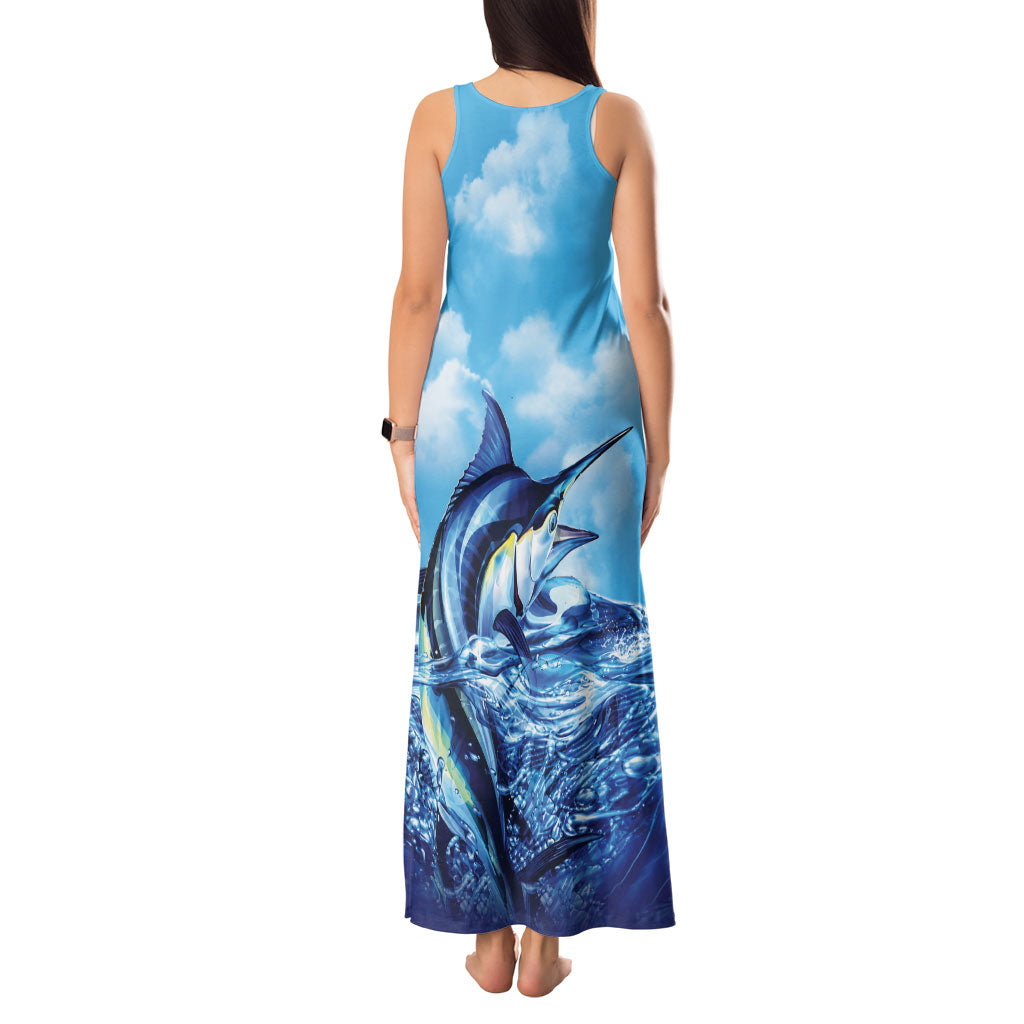 Hawaii Blue Marlin Fishing Tank Maxi Dress