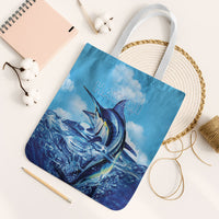 Hawaii Blue Marlin Fishing Tote Bag LT05 White Strap One Size Blue - Polynesian Pride