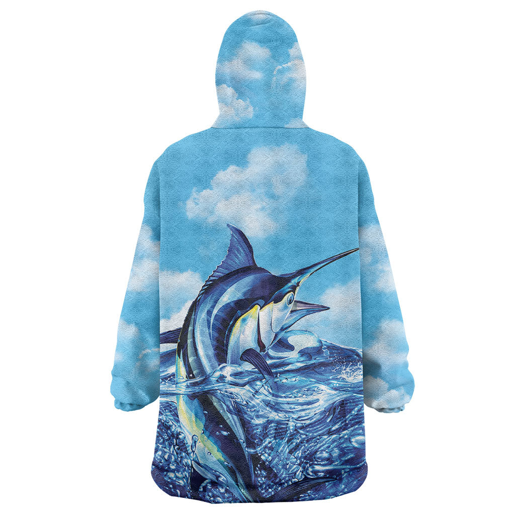 Hawaii Blue Marlin Fishing Wearable Blanket Hoodie LT05 - Polynesian Pride