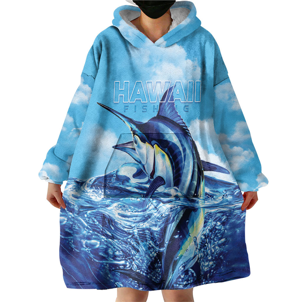 Hawaii Blue Marlin Fishing Wearable Blanket Hoodie LT05 - Polynesian Pride