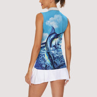 Hawaii Blue Marlin Fishing Women Sleeveless Polo Shirt