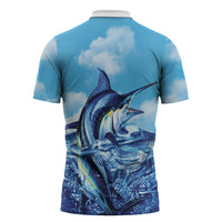 Hawaii Blue Marlin Fishing Zipper Polo Shirt LT05 - Polynesian Pride