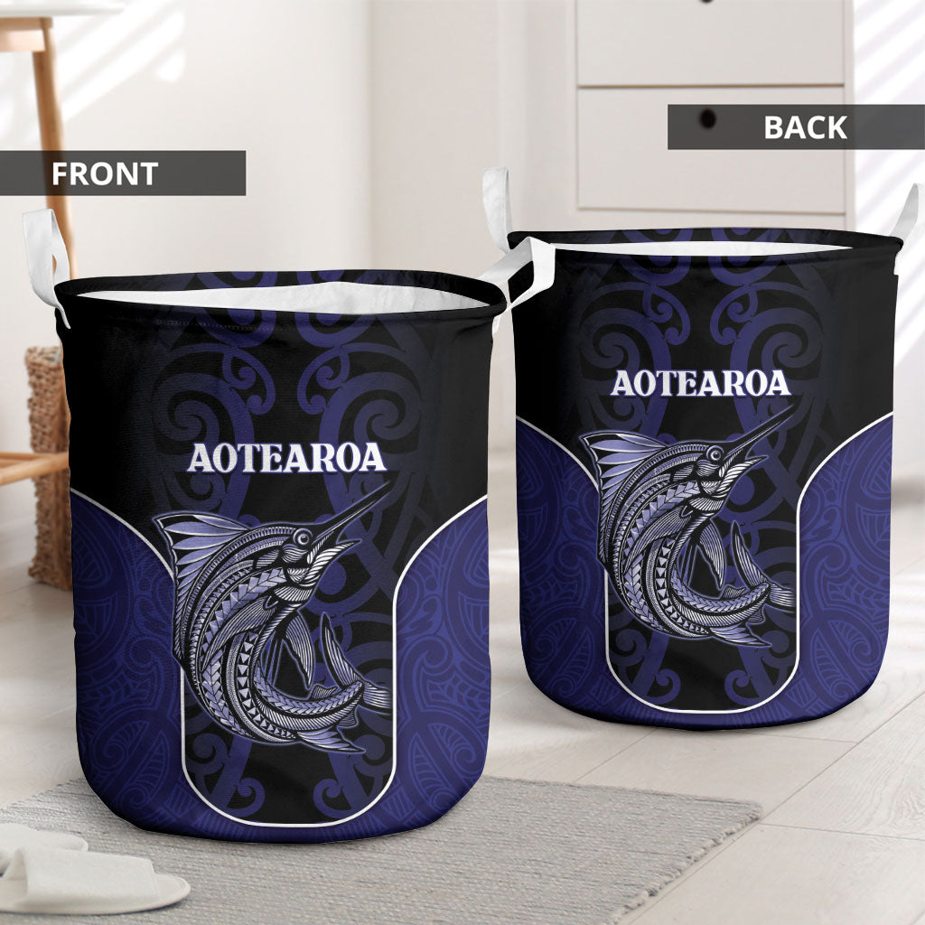 New Zealand Aotearoa Laundry Basket Blue Marlin Fishing Maori Pattern LT05 - Polynesian Pride
