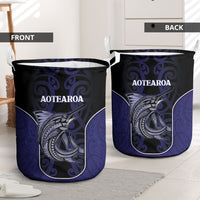 New Zealand Aotearoa Laundry Basket Blue Marlin Fishing Maori Pattern LT05 - Polynesian Pride