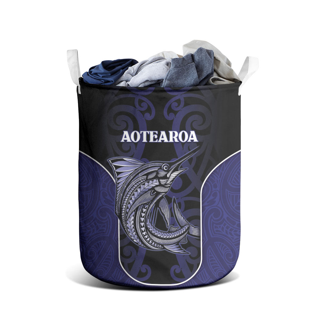 New Zealand Aotearoa Laundry Basket Blue Marlin Fishing Maori Pattern LT05 - Polynesian Pride