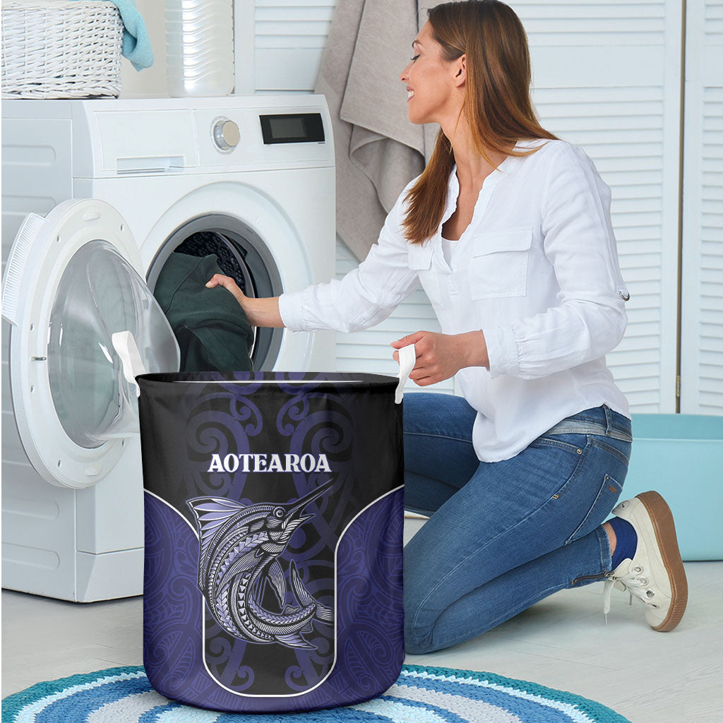 New Zealand Aotearoa Laundry Basket Blue Marlin Fishing Maori Pattern LT05 - Polynesian Pride