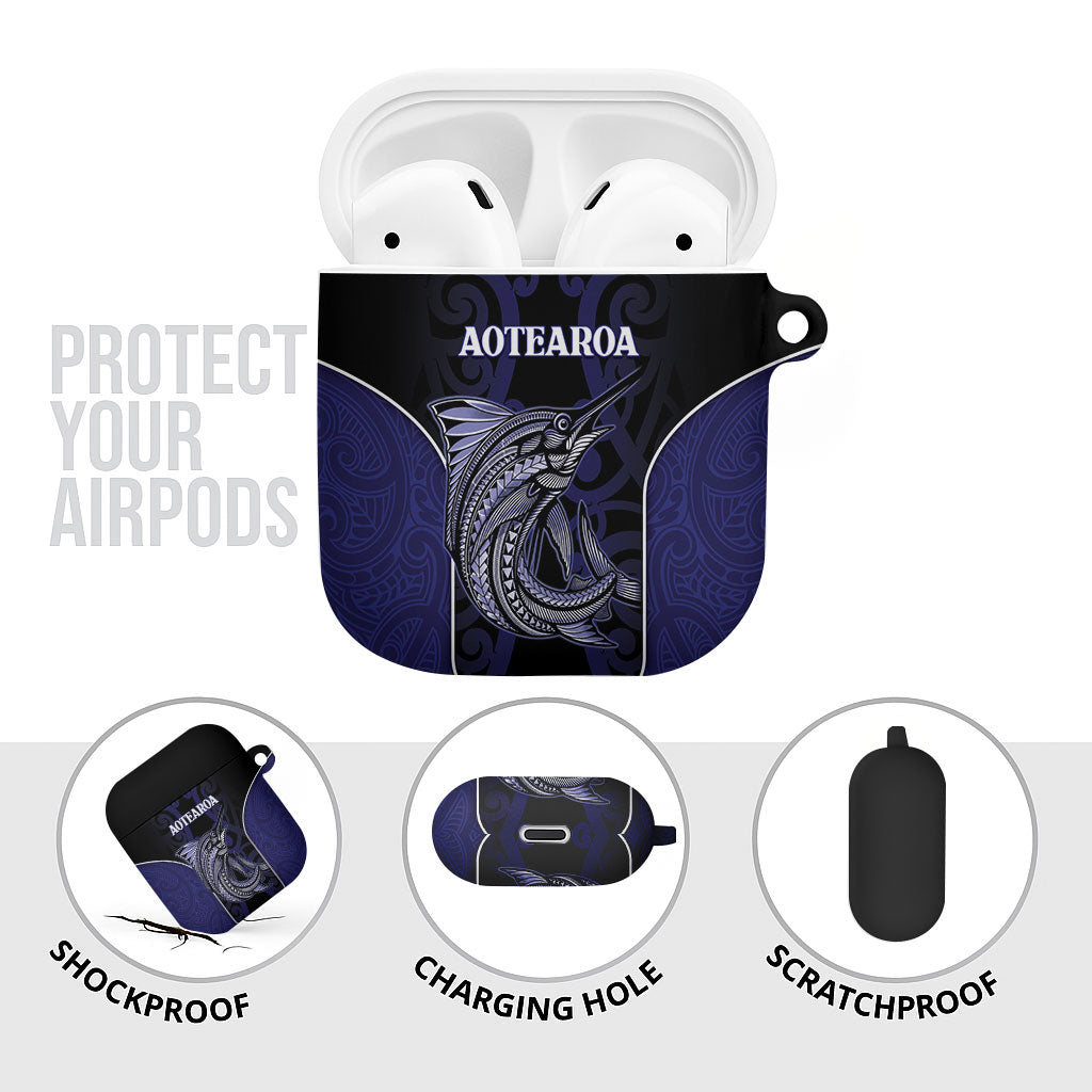 New Zealand Aotearoa AirPods Case Blue Marlin Fishing Maori Pattern LT05 - Polynesian Pride