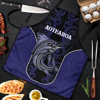 New Zealand Aotearoa Apron Blue Marlin Fishing Maori Pattern LT05 Black - Polynesian Pride