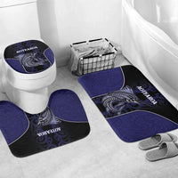 New Zealand Aotearoa Bathroom Set Blue Marlin Fishing Maori Pattern LT05 Mat Set Only (3 pcs) One Size Black - Polynesian Pride