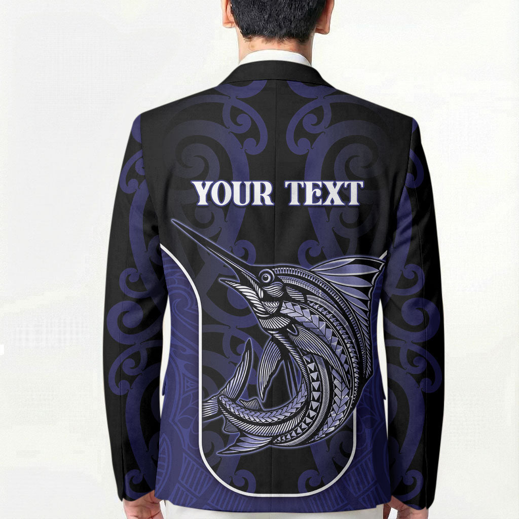 Personalised New Zealand Aotearoa Blazer Blue Marlin Fishing Maori Pattern LT05 - Polynesian Pride