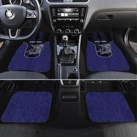 Personalised New Zealand Aotearoa Car Mats Blue Marlin Fishing Maori Pattern LT05 Set 4pcs Black - Polynesian Pride