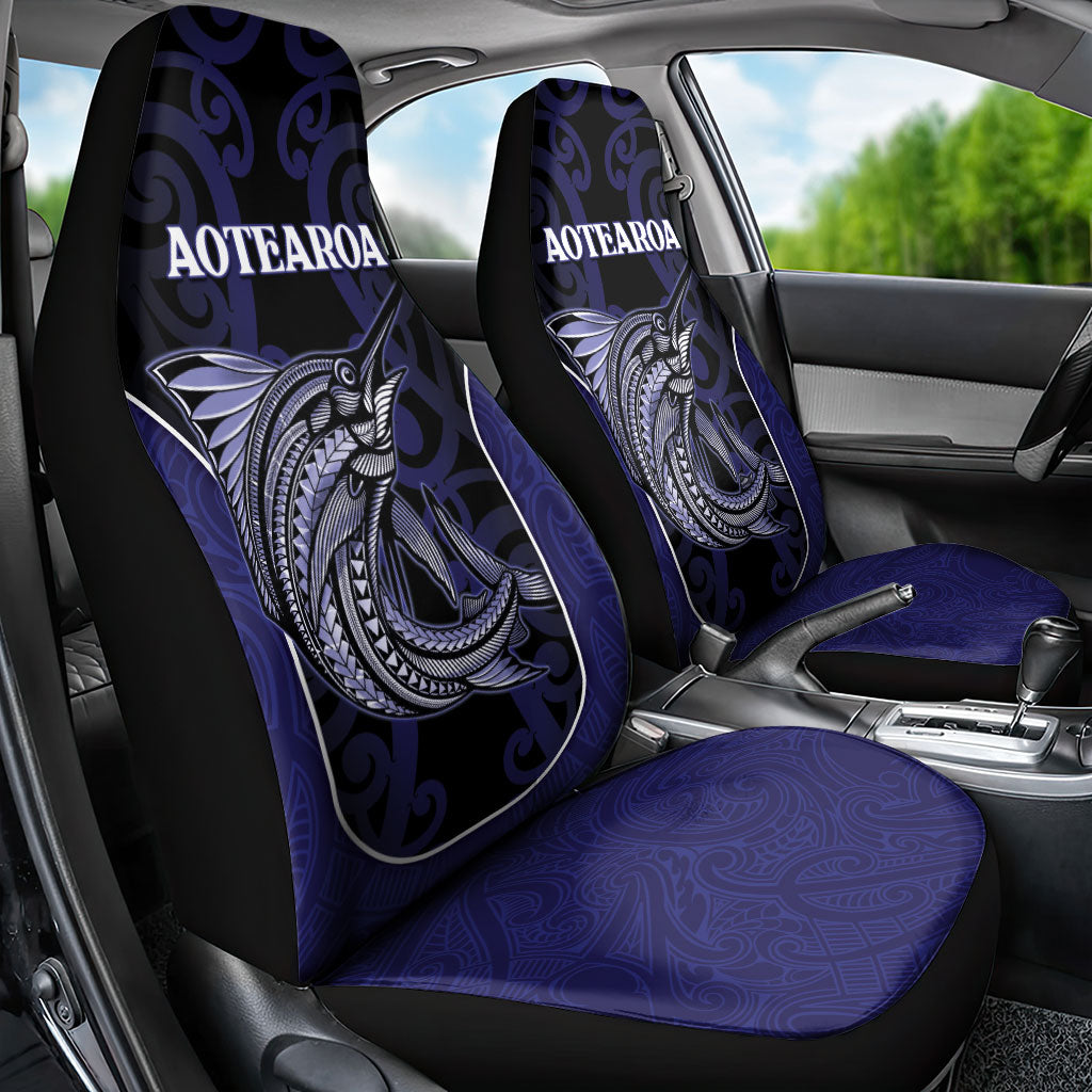 New Zealand Aotearoa Car Seat Cover Blue Marlin Fishing Maori Pattern LT05 - Polynesian Pride