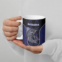Personalised New Zealand Aotearoa Ceramic Mug Blue Marlin Fishing Maori Pattern LT05 - Polynesian Pride