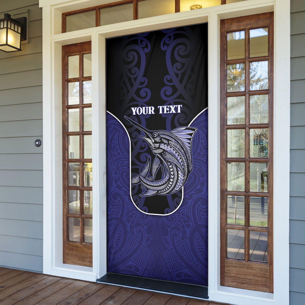 Personalised New Zealand Aotearoa Door Cover Blue Marlin Fishing Maori Pattern LT05 - Polynesian Pride