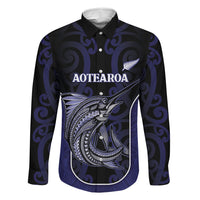 Personalised New Zealand Aotearoa Family Matching Summer Maxi Dress and Hawaiian Shirt Blue Marlin Fishing Maori Pattern