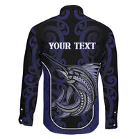 Personalised New Zealand Aotearoa Family Matching Summer Maxi Dress and Hawaiian Shirt Blue Marlin Fishing Maori Pattern