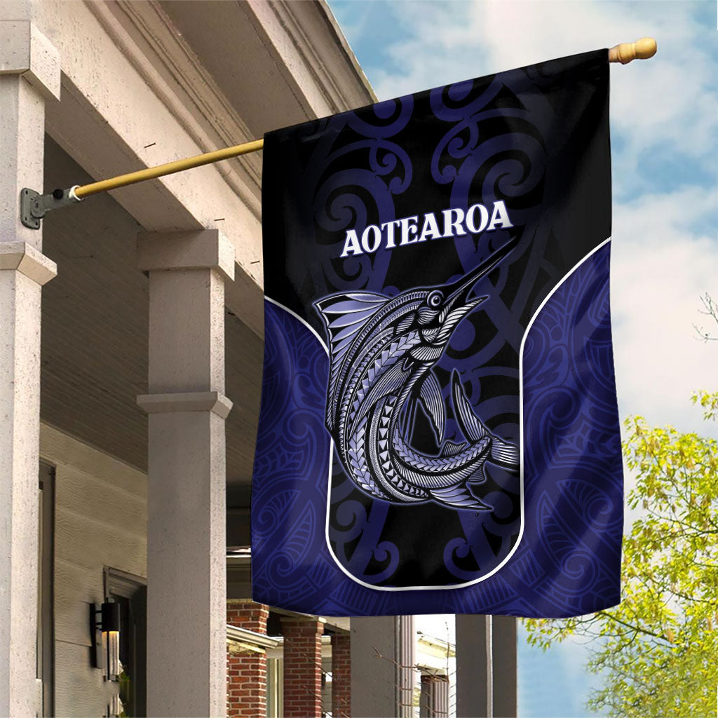 New Zealand Aotearoa Garden Flag Blue Marlin Fishing Maori Pattern LT05 House Flag Black - Polynesian Pride
