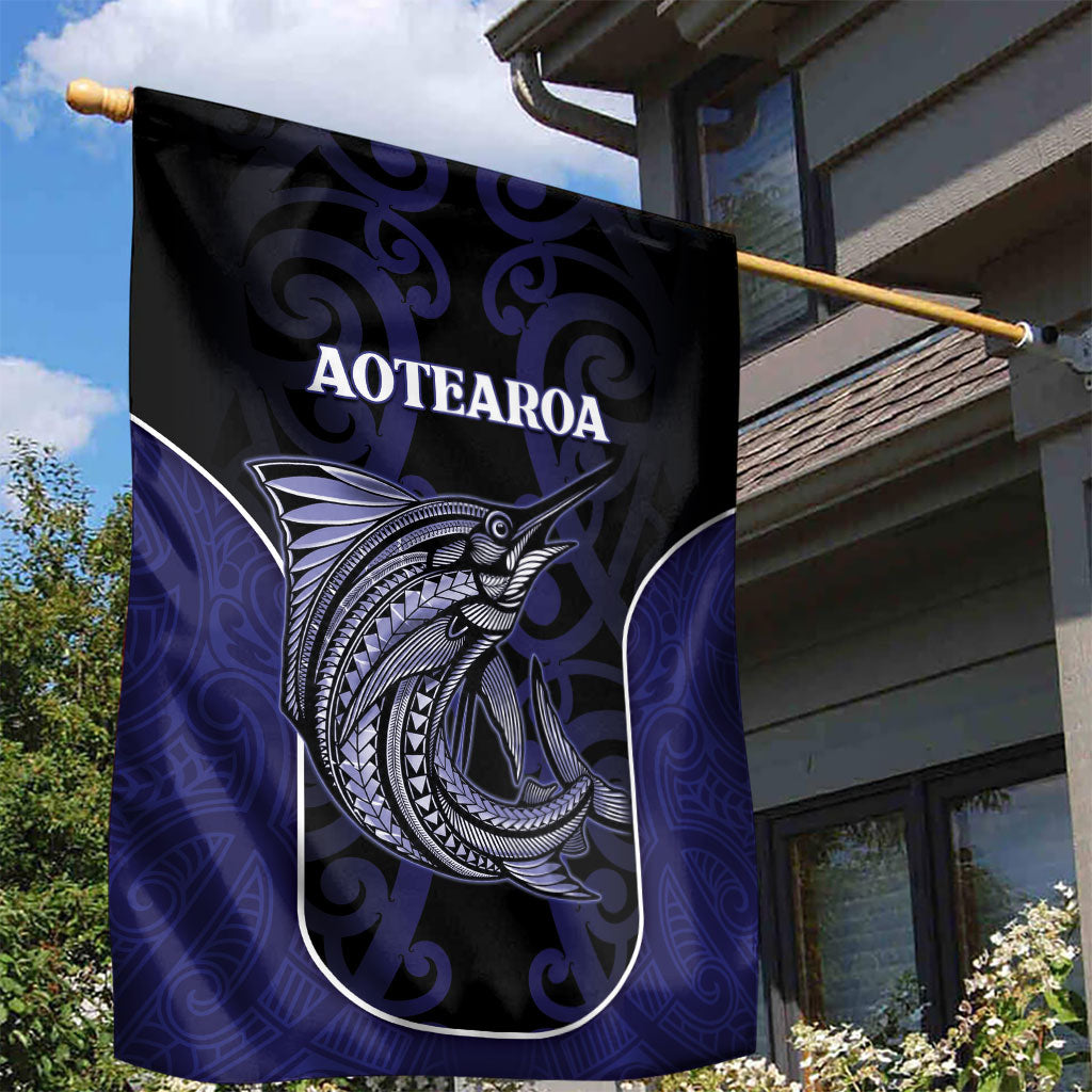 New Zealand Aotearoa Garden Flag Blue Marlin Fishing Maori Pattern LT05 - Polynesian Pride